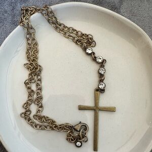 Long Gold Cross Necklace
